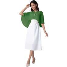 Chiffon Shawl Wraps Shrug For Evening Dress Wedding Cape Cover Up - 墨綠色 - 查看 7