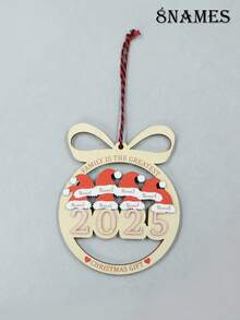 Ornamento natalizio personalizzato a forma di cappello di Babbo Natale, ornamento natalizio personalizzato per la famiglia Natale 2025, decorazioni per albero di Natale con testo personalizzabile, Buon Natale, Primo Natale, Ornamento con nome famiglia, decorazione natalizia per la casa, regali di Natale in legno personalizzati con 2-7 nomi, famiglia affettuosa, Natale, famiglia, papà, mamma