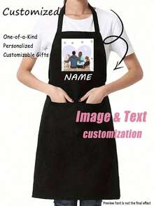 Customized Black Kitchen Cooking Apron, Modern Polyester Oil-Proof Apron, Custom Kitchen Apron, Nordic Home Apron, Personalized Cooking Apparel, Dustproof Chef Apron, Wedding Party Aprons, Sleeveless Kitchen Wear - Multicolor - View 12