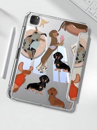 เคสหลังใสคริสตัลอะคริลิคแบบทาสีสองด้านลายการ์ตูนสุนัขน่ารักและสวยงาม กันกระแทก เหมาะสำหรับ iPad รุ่นที่ 7, รุ่นที่ 8 (10.2 นิ้ว) และรุ่นที่ 10 มีช่องใส่ปากกาในตัว รองรับฟังก์ชั่น Sleep และ Wake-Up / วิธีตั้งแบบพับได้หลากหลายรูปแบบ เหมาะสำหรับเป็นของขวัญในเทศกาลต่างๆ