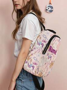 1pc Customized Pony Pattern Plaid Backpack, Can Be Customized According To Your Unique Design, Suitable For Children And Teenagers, Print Your Own Name Or Print Your Sister And Classmates' Names As Gifts
