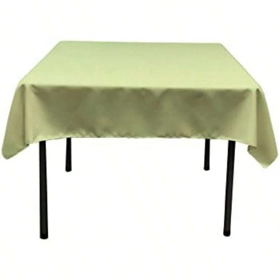 LA Linen - Mantel Cuadrado de Popelina de poliéster Lavable, Resistente a Las Manchas y Arrugas, 52 x 52 Pulgadas, Mantel de Tela Cuadrado para Comedor, Cocina, Fiesta, día Festivo, 52 x 52 Pulgadas,(Salvia) - Multicolor - Ver 1