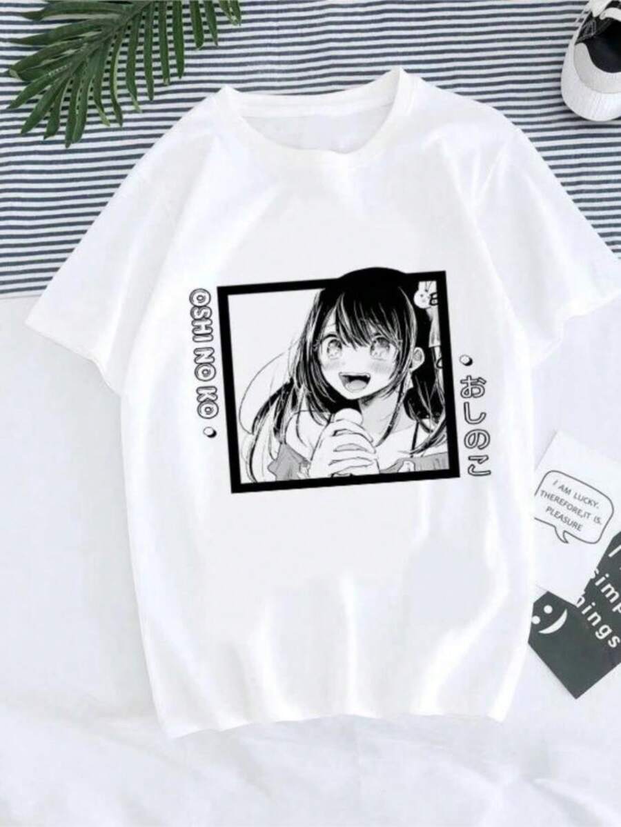 Women T-Shirt Manga Anime Oshi No Ko Harajuku Ullzang T Shirt Female Ai Ruby Akane Aquamarine Hoshino Clothes Tops - 白色 - 查看 1