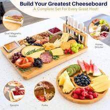 Large Charcuterie Boards Set With Bamboo Cheese Board And Knife Set Unique Entertaining Accessories For Weddings House Warming Gifts New Home Celebrations Perfect For Couples Family Gatherings And Special Occasions Elegant Functional And Thoughtful Presentation For Hosting - MagenticHolderCheeseboard - View 5
