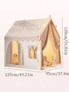 Children's Game House Tent, Large Indoor Parent Child Interactive Game Room, Crawling Game House Tent Suitable For Both Boys And Girls, Outdo Or Fun Game Tent, Durable Checkered Tent, Perfect Gift For Children, Tent For Kids, Cloth Curtain, Tent - Khaki (rèm vải) - Xem 2
