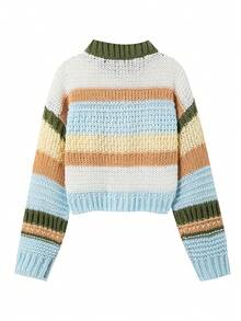 Áo len nữ Gemma kẻ sọc nhiều màu sắc, tay phồng, cổ tròn, dáng rộng thoải mái, mềm mại, tinh tế, chất liệu dệt kim màu macaron, mang đến cảm giác ấm áp, phong cách ngọt ngào và dịu dàng, phù hợp cho các dịp thường nhật, tiệc trà chiều, lễ hội âm nhạc. - Nhiều màu - Xem 8