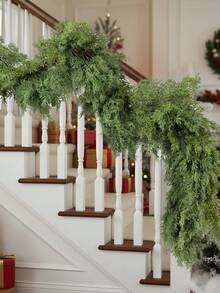 ANNA'S WHIMSY 72 Tips Artificial Pine Garland, 1pc 190cm Plastic Pine Garland, Suitable For Indoor Stair Hanging Decoration, Tabletop Center Decoration, & Winter Decor Best Gifts Birthday Easter Home Decor Christmas Decorations Room Decor Christmas Christmas Decorations Home Christmas Gifts Christmas Decor - Green - View 8