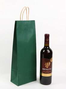 5 piezas Bolsa de papel kraft para vino, bolsa de vino portátil, bolsa de papel kraft para vino tinto, bolsa de regalo adecuada para bodas, Acción de Gracias, fiestas de cumpleaños y otras ocasiones - Multicolor - Ver 6