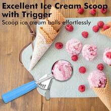 XZGB Ice Cream Scoop Cookie Scoop Set Incluede 1.2 OZ/ 2 OZ/ 4 OZ Scoop Portion Control For Cookie Dough Ice Cream Cupcake Muffin Mashed Potatoes Side Dish Pancake - XámXanhTím - Xem 5