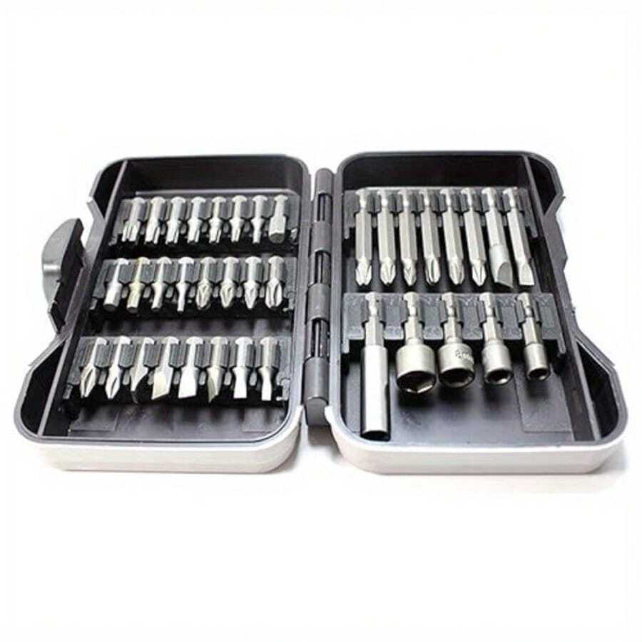 37Pcs Screwdriver Bit Set With Case, Slotted  Star Hex Square Nut Drive - As Shown - View 1