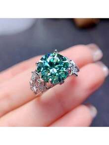 Women's Fashion Ring, A Brand New Luxurious Star Shaped Ring Set With Dazzling Artificial Zirconia Engagement Ring, Is A Favorite Accessory For Girls, An Excellent Choice For Gifts, And The Perfect Christmas Gift - 薄荷綠 - 查看 7