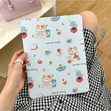 Pro 2024 11 Inch 2025 5/4 10. 9 10/8/9 9. 10. 2/10. 5 6/5 Cover With P Holder Korean Cute Cases. Accessories. Merry & Happy New Year 2026 Aesthetic Festive Red Floral Print Shockproof Tablet With Pencil Slot Stand Function Scratch-Resistant Protective Cover - 白色 - 查看 9