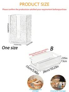 1pc/2pcs Clear Tissue Box Holder, Wall Mounted Tissue Dispenser, No Drilling Required, Suitable For Kitchen, Bathroom And Toilet, Desktop Tissue Organiser, Ideal For Storing Tissues And Other Paper Products, Bedroom Decoration, Home Decoration, House Decoration, Holiday Decoration - Clear - View 3