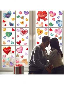 Valentine's Day Watercolor Heart Decorative Sticker, PVC Sticker, Removable Self-Adhesive Easy-Tear Sticker, Home Decor, Make Your Life Look Fresh, Holiday Decor Sticker, Birthday/Graduation Gift - Multicolor - View 4