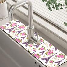 VIKAMA-alfombrilla protectora salpicaduras para fregadero de cocina, copo de nieve de Navidad, absorbente, de secado rápido, para drenaje de grifo, protector salpicaduras para fregadero de cocina - GGZN52-16 - Ver 2