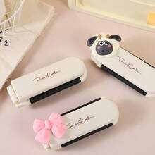 1 chiếc lược mini gấp gọn dễ thương, di động tiện lợi cho nữ, kèm gương nhỏ và đệm mềm - Bạc - Xem 11