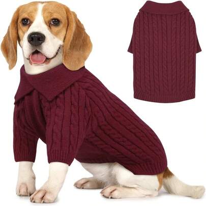 1pc High Collar Dog Sweater, Unisex Thick Knitted Warm Pullover Sweater For Small/Medium Dogs Like Beagle, Corgi, Suitable For Autumn/Winter
