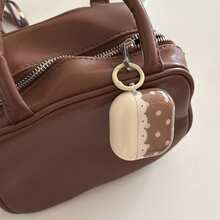 Korean Style Cake Pink Brown Polka Dot Earphone Case + Hanging Ring Compatible With Apple Pro 3/Pro 2/Pro/ 4/3/2 Case, Fashionable Women Earphone Case, Minimalist Earphone Case - 彩色 - 查看 8