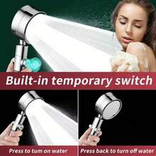 1pc High Pressure Adjustable Shower Head, 3-Setting Powerful Boosting Shower Faucet, Rotatable Showerhead, Bathroom Accessory - Multicolor - View 5