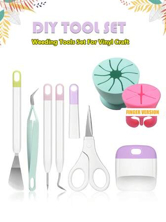 5/6 件套乙烯基除草工具套装：硅胶除草器、废料收集器 - 适用于 Silhouette 和 Oracal 的精密 DIY 工艺工具