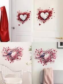 1 pieza Calcomanía de pared en forma de corazón rojo romántico, pegatina de PVC con tema de amor y parejas, diseño audaz de corazón 3D con efecto de pintura goteada, perfecto para el Día de San Valentín o regalo de aniversario, agrega calidez a cualquier espacio, decoración de pared para el dormitorio