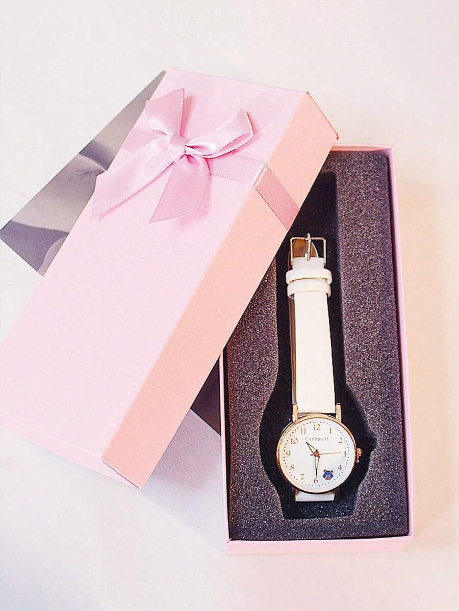 1pc Fashionable Rectangular Creative Watch Storage Box, Gift Box With Bow Bracelet And Lipstick Packaging