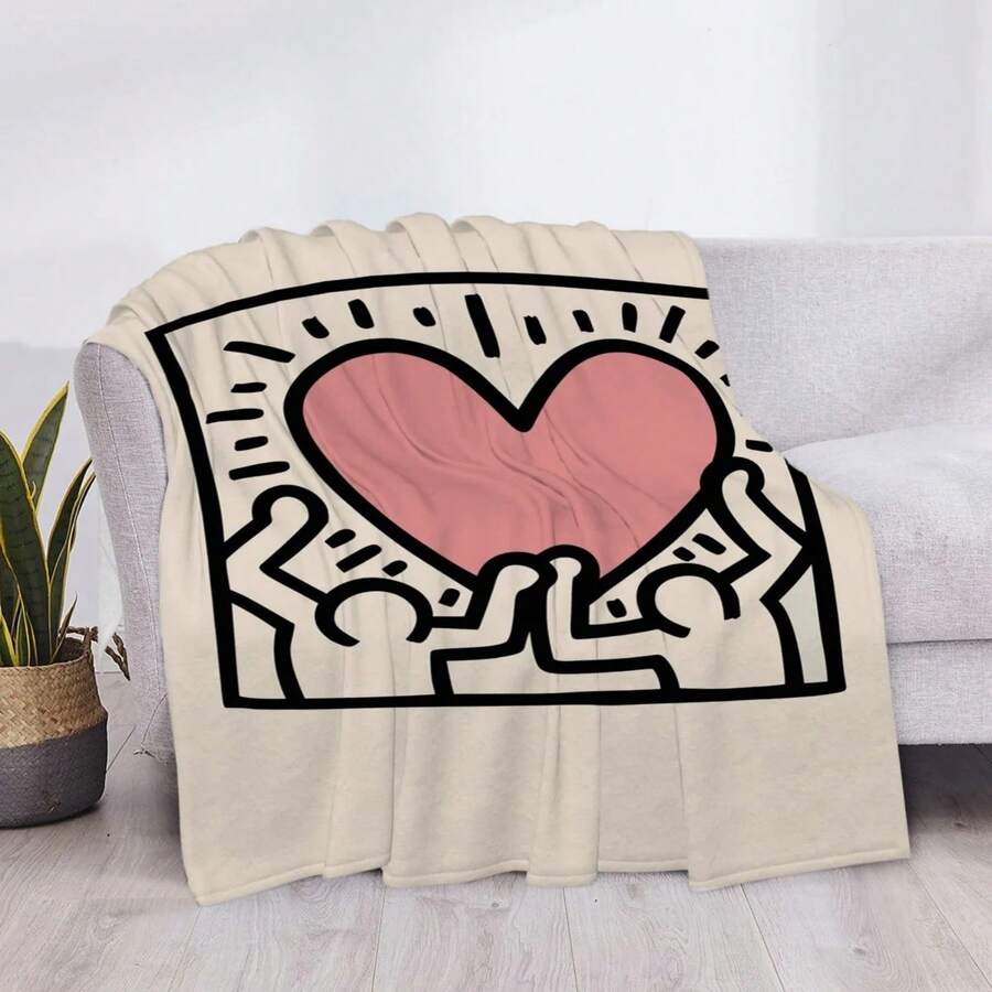 K-Keiths Haringss Sofa Blanket Home And Decoration Fluffy Soft Blankets Throw Bed Knee  Anime Luxury Throws 's - trắng - Xem 1