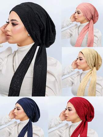 镂空蕾丝女士头巾，柔软弹力透气发帽，时尚头巾帽，日常佩戴