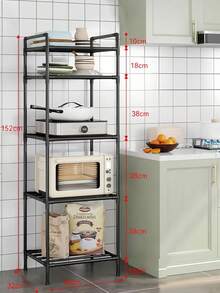 1pc Metal Adjustable Shelving Unit, Bathroom Storage Rack, Freestanding Multi-Tier Organizer Shelf, Suitable For Bathroom, Kitchen, Office, Study, Living Room, Holiday Gift - Multicolor - View 14