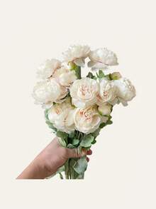 Artificial Peonies 6pcs Ranunculus Silk Flowers 18Heads Pink Flowers Combo Champagne Fake Flowers Floral Arrangements Wedding Decorations For Home Kitchen