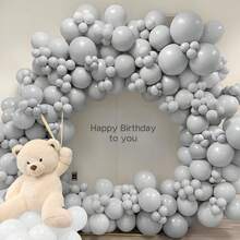 50/125个灰色乳胶气球 - 5/10/12/18英寸圆形氦粉灰色气球拱门套装,适用于生日、新娘送礼会、结婚纪念日、毕业典礼、退休派对、性别揭晓派对装饰 - 灰色 - 查看 6