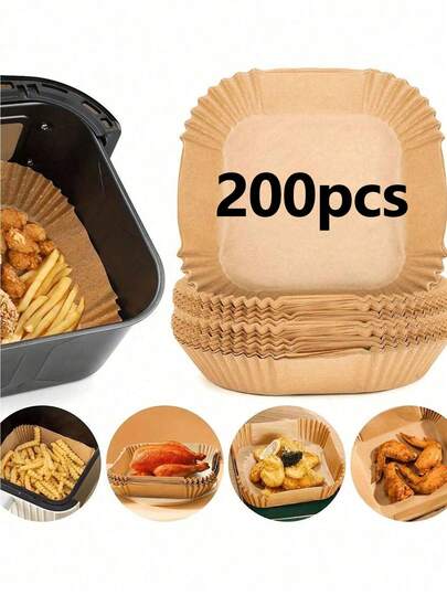 20/50/100/200 Stück Einweg-Luftfritteuse Papiereinlagen, Küchenhelfer - hitzebeständiges antihaftbeschichtetes Backpapier - ideal zum Grillen, Backen und Ofenkochen! Antihaftbackpapier