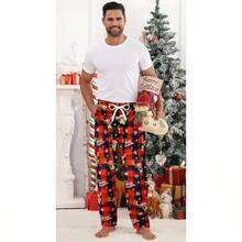 Men's Christmas Fleece Jogger Pajama Pant Funny Holiday Graphic Lounge Sleep Pants With Pockets - ChristmasDeer01 - 查看 3