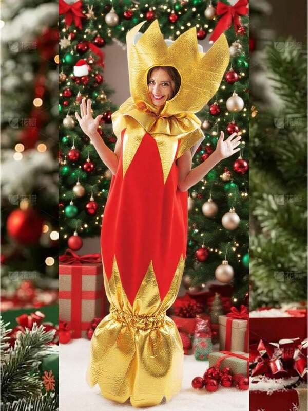 Christmas Candy Costume For Women  Men, Creative Sweet Cosplay Jumpsuit Poncho Outfit, Funny Holiday Fancy Dress For Party, Carnival, Festival  Photo Booth