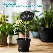 Marcadores de pizarra para plantas - Set de 10x Carteles de pizarra ovalada con 10x estaca y 2x Tiza - Etiquetas ovaladas de 10x para huerto semilleros - 10x ovalados - Ver 7