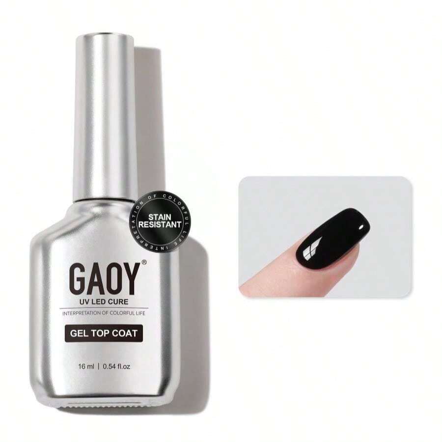 GAOY Stain Resistant Gel Top Coat, 16ml No Wipe Clear Finish For Gel Nail Polish, High Gloss Varnish For Long Lasting UV Light Cure Nail Art DIY - ColorL - 查看 1