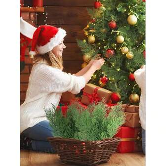 10/20/30pcs Artificial Greenery - Pine Tree & Cypress Leaves, Pine Needles, Christmas Wreath, Floral Decor, Fake Tree Branches - Suitable For Outdoor, Indoor, Living Room Decoration