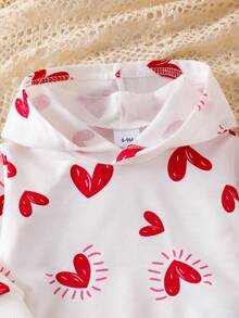 2pcs Baby Girls Cute Minimalist Heart Hoodie Top And Leggings Set, Spring/Autumn