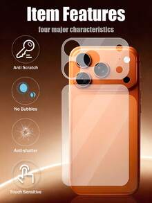 Yezodawee 3pcs Lens Protector Film + Matte Finish Dual Layer Back Cover, Compatible With IPhone 17 Pro Max / 17 Pro, High-Definition Transparent Lens Sticker, Smooth Matte Texture, Scratch-Resistant, Perfect Holiday Gift Choice, Transparent - Clear - View 3