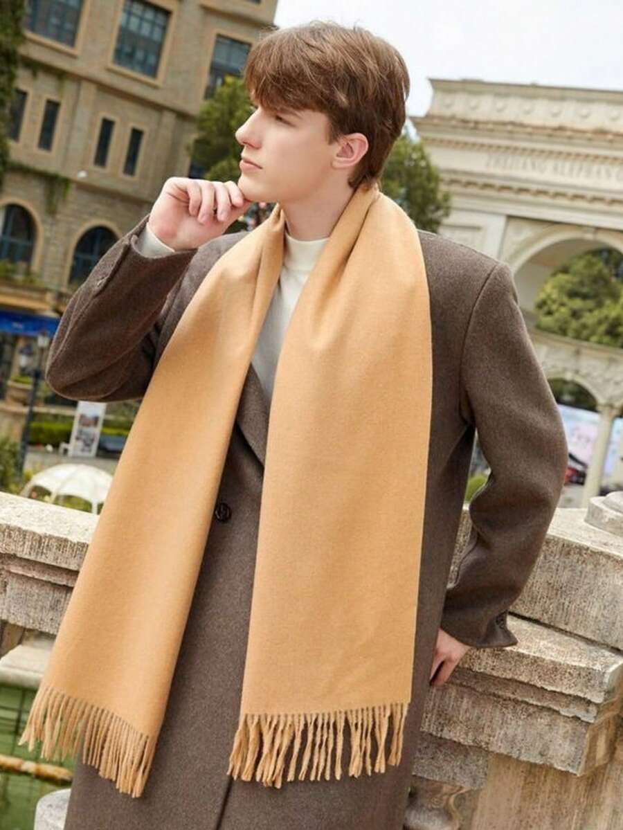 Men's Pashmina Scarf/Shawl/Long Winter Scarf - Marrom Claro - View 1