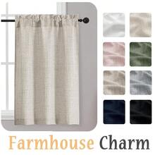 OWENIE Linen Kitchen Curtains Over Sink 30 Inch Length 2 Panels Set, Light Filtering Textured Short Cafe Curtains For Bathroom Windows, Small Curtain For Cabinet Basement RV Camper, 30\ W By 30\ L,30inchWx30inchL(Packof2),Linen - Linen - View 8