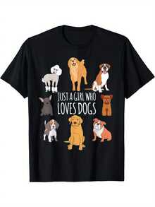 Funny Dog Lover T-Shirt - Cute Dog Photographer Graphic Tee With The Phrase 'Just A Dog Lover' - Soft, Non-See-Through Fabric, Casual Everyday Tee - Perfect Gift For Women And Dog Owners - All-Season Pet Clothing, Dog Tee, Cartoon Design, Comfortable Fit, Eye-Catching Tee, Animal Print Lover, Crew Neck Tee, Breathable Material, Short Sleeve Tee, Animal Print Tee, Pet Lover - 黑色 - 查看 1