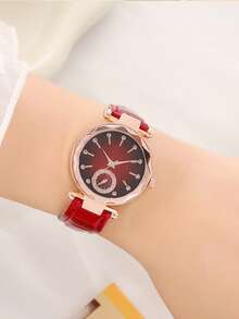 时尚简约女士石英腕表，休闲超薄。 - 玫瑰金 - 查看 9