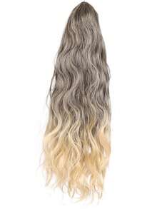 شعر مستعار اصطناعي للنساء بذيل حصان عالي مع ألوان متدرجة مبرزة، شعر طويل مجعد بنسيج موجي مائي، اكسسوارات شعر مشبك كبير لذيل الحصان والضفائر، مشابك شعر أنيقة للنساء