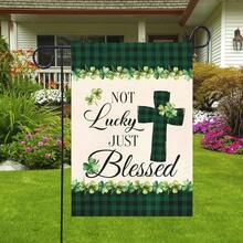 1pc St Patricks Day Christian Shamrock Garden Flags 12x18- Not Lucky Just  Plaid Small Yard Flag Double Sided Banner For Holiday Yard Outside - 預設 - 查看 1