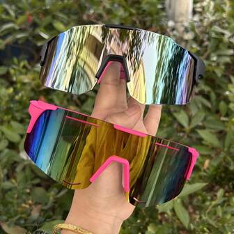 2pcs Y2K Style Plastic Sports Cycling Wrap-Around Fashion Glasses For Women, Suitable For Daily Wear, Photography, Shopping, Cycling, Skiing, Etc.