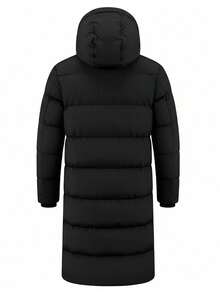 Áo khoác nam có đệm, áo khoác dài có mũ lót giữ nhiệt dùng hàng ngày và hoạt động ngoài trời, mùa thu/đông - màu đen - Xem 2