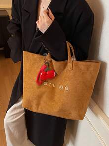 BEIKAMU 1pc Solid Color Fashion Large Capacity Tote Bag, Dual Handle Versatile Handbag, Suitable For Daily Commute, Shopping And Outings - Brown - View 6