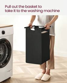 Giỏ đựng đồ giặt, Giỏ đựng đồ giặt 2 ngăn, Túi đựng đồ giặt kéo ra và tháo rời, Máy phân loại đồ giặt, Kệ, Khung kim loại, 2 X 46L, 73 X 33 X 72 Cm, Nâu mộc mạc và ĐenGiỏ đựng đồ giặt Trở lại trường học - màu nâu - Xem 7