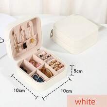 1 pieza Caja de joyería de gran capacidad de 2 capas, caja de almacenamiento de joyas de múltiples compartimentos, caja para anillos, aretes, collares, empaque, caja de joyería, caja de joyería portátil para viajes, regalo para el Día de San Valentín/Navidad, caja de almacenamiento para el baño - Multicolor - Ver 8
